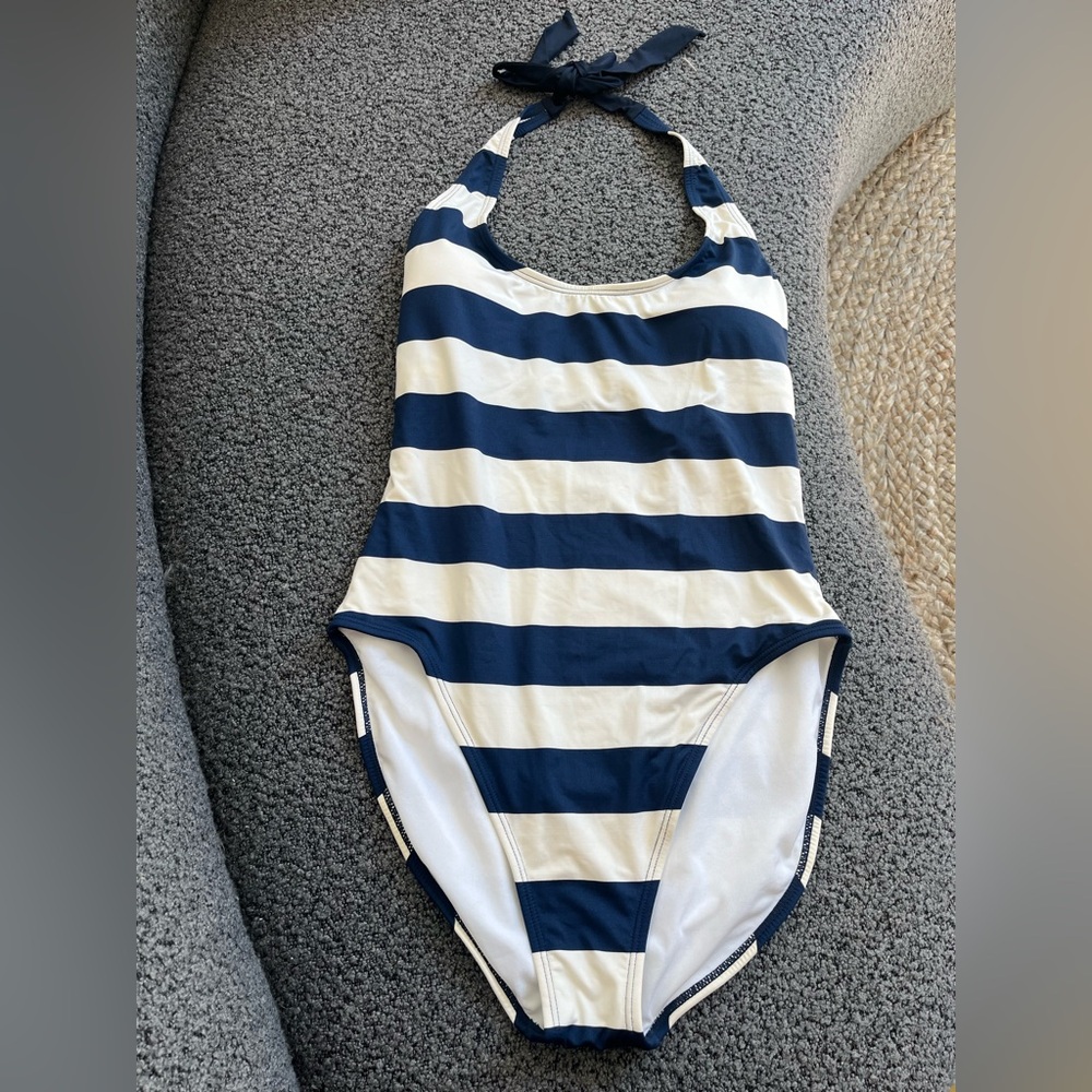 Tommy Hilfiger Blue and White One Piece Swimsuit